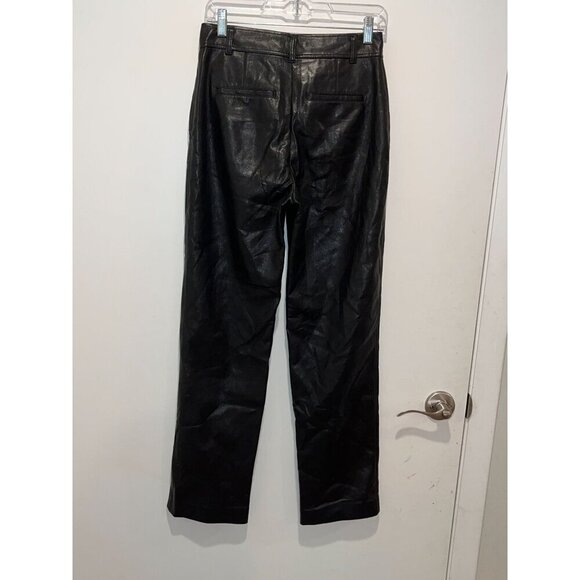Babaton Black High Rise Faux Leather Straight-Leg Pants Women's Size 4 - Picture 6 of 11
